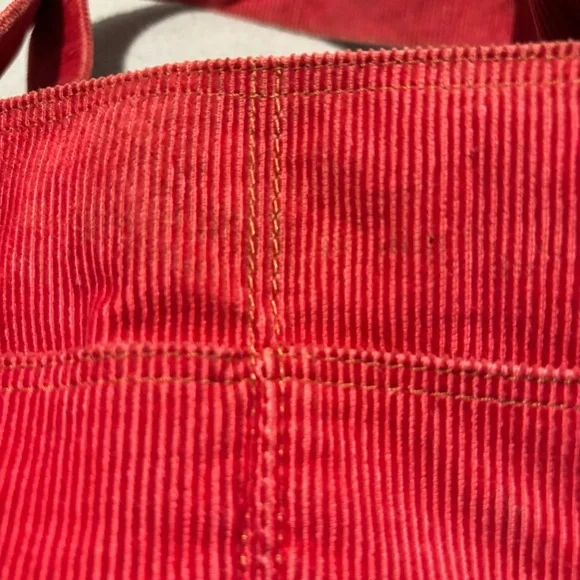 Roxy Tote Bag Y2k Red Corduroy Front and Back Pockets Double Handle Straps Vtg. - Picture 10 of 14